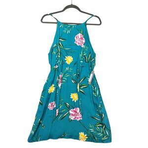 TART Dress Women's Large Blue Floral Sleeveless Tie Waist Lined $159 MSRP NWT